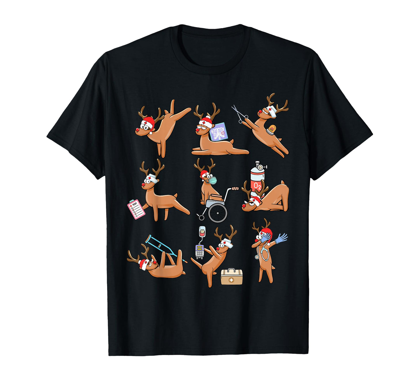 Christmas Reindeer Nurse Xmas Healthcare Workers Nursing T-Shirt