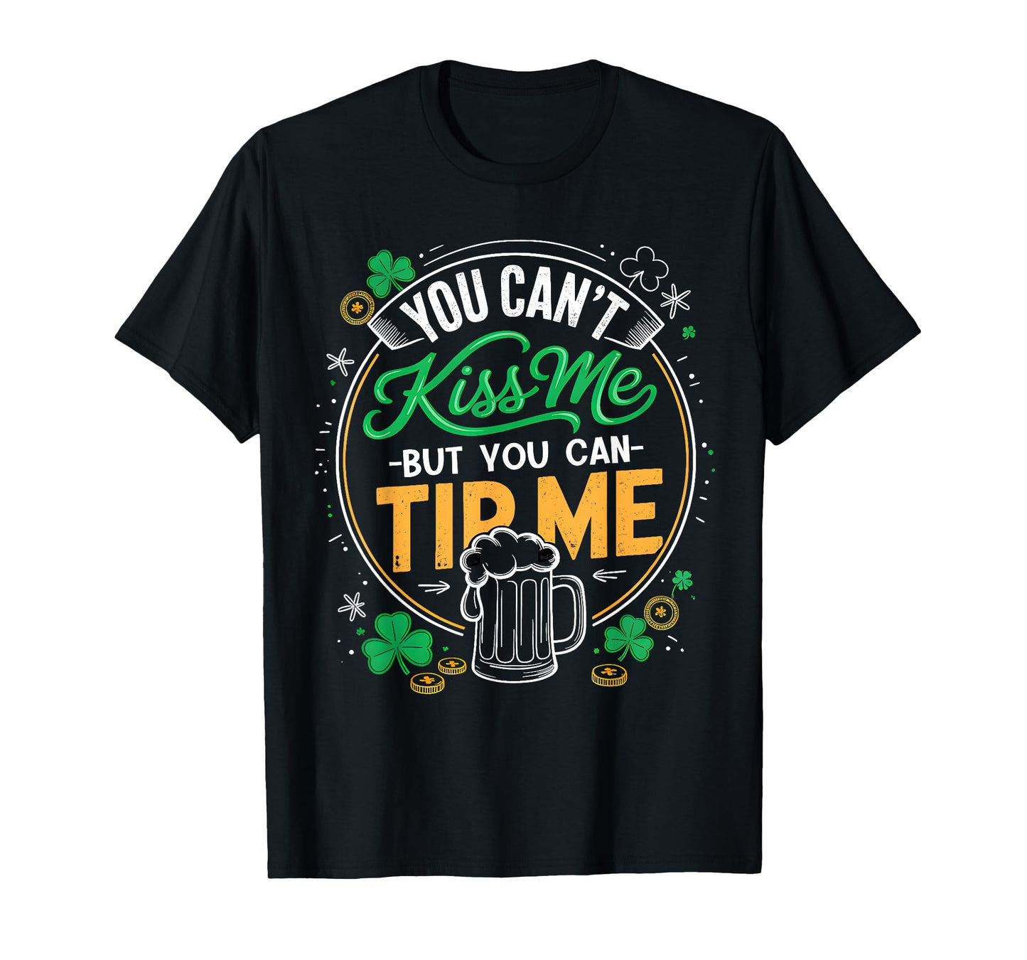 Vintage St Patrick's Day Shamrock Waitress Bartender Waiter T-Shirt
