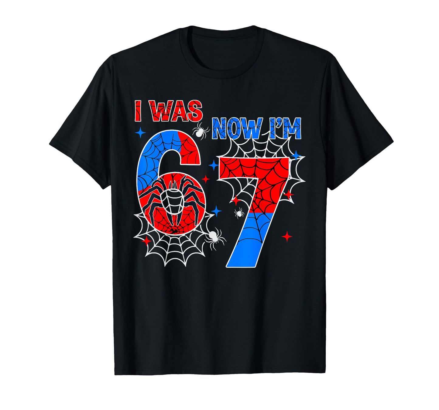 I was 6 Now I'm 7 Year Old Boy Kids 7th Birthday Spider Web T-Shirt
