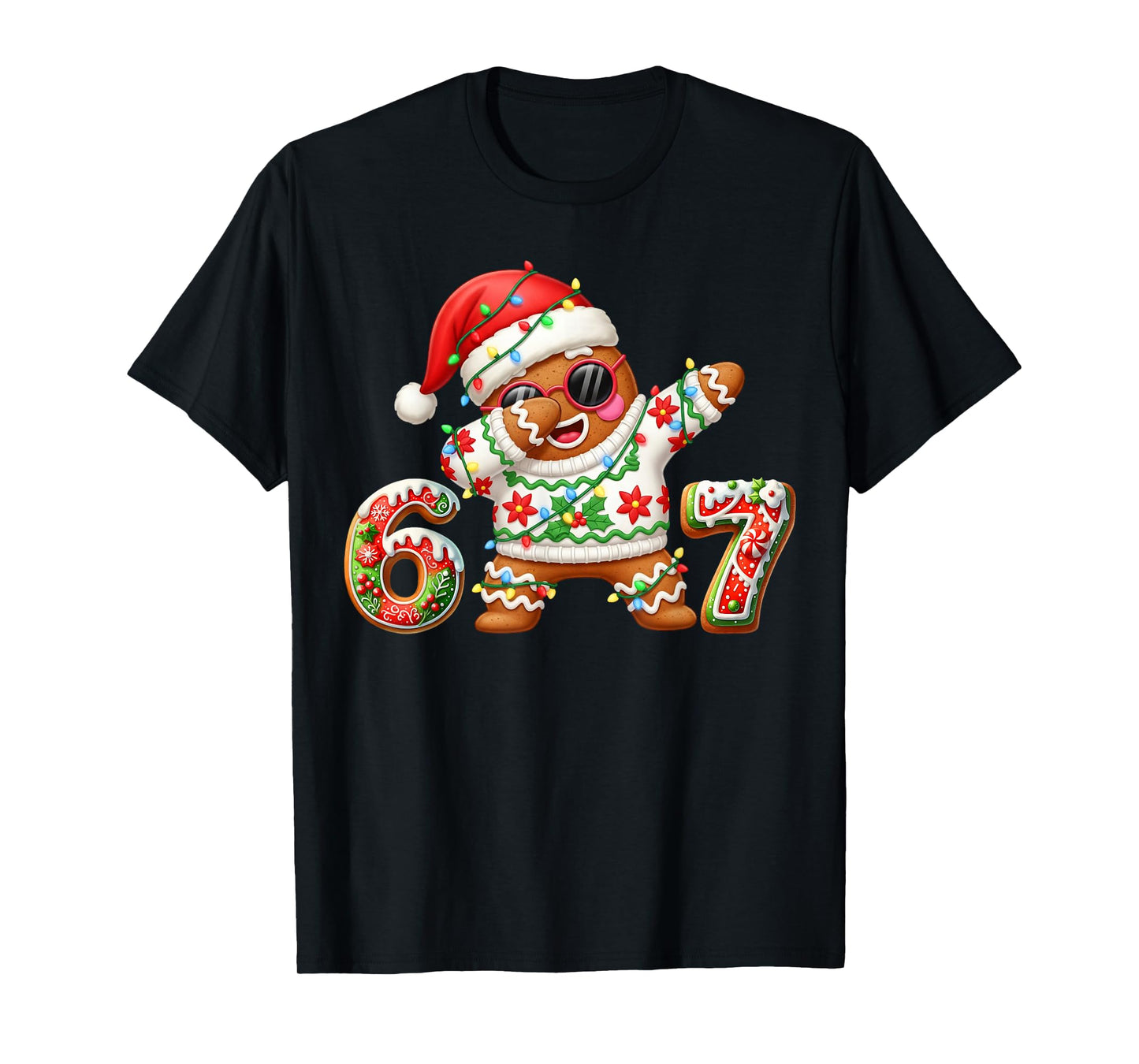 Funny Gingerbread Six Seven 67 Ice Cream Drip Christmas Boys T-Shirt