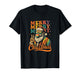 Merry Christmas Retro Holiday Vibes Santa Peace Sign Groovy T-Shirt
