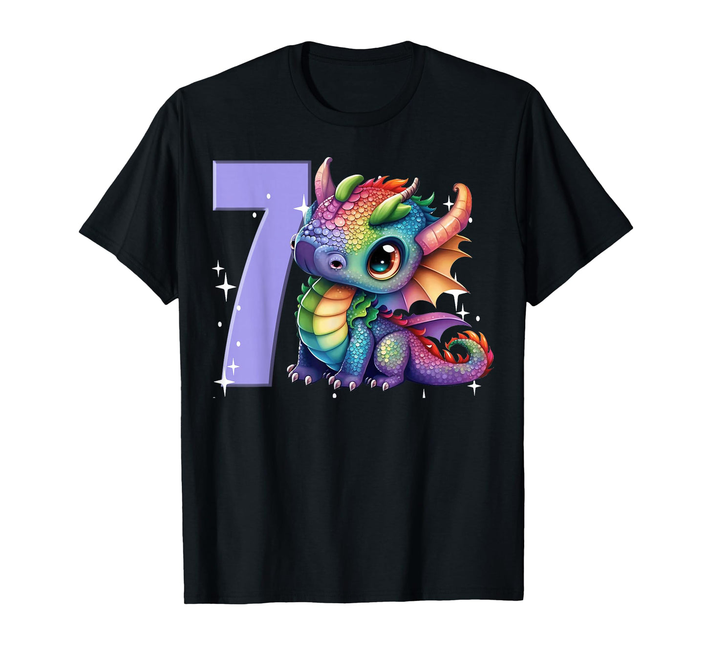 7th Birthday Girl Dragon Rainbow Party Girls 7 Seven T-Shirt