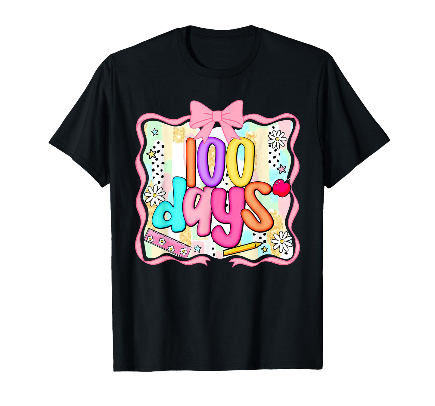 Retro 100 Days of School Happy 100th Day of School Girl Kids T-Shirt