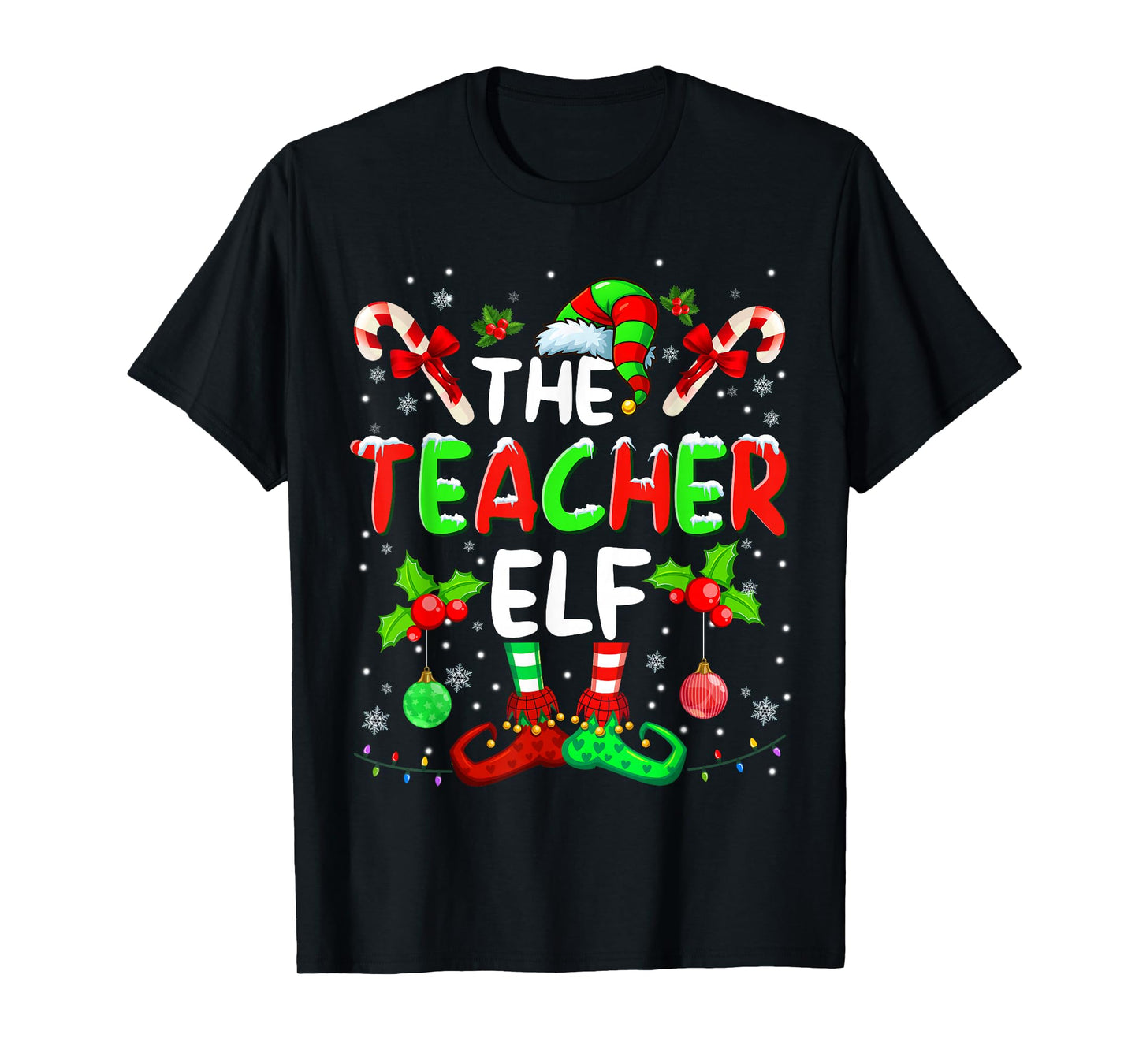 The Teacher Elf Costume Pajamas Pjs Christmas Xmas Men Boy T-Shirt