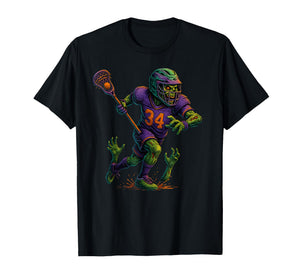 Zombie Halloween Lacrosse Player Design T-Shirt