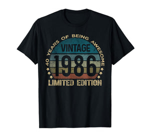 40 Year Old Gifts Vintage 1986 Limited Edition 40th Birthday T-Shirt