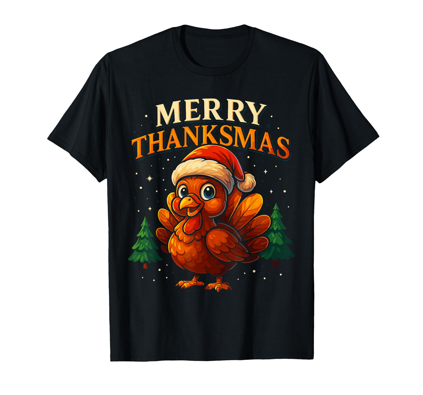 Merry Thanksmas Shirt, Turkey Santa Thanksgiving Christmas T-Shirt