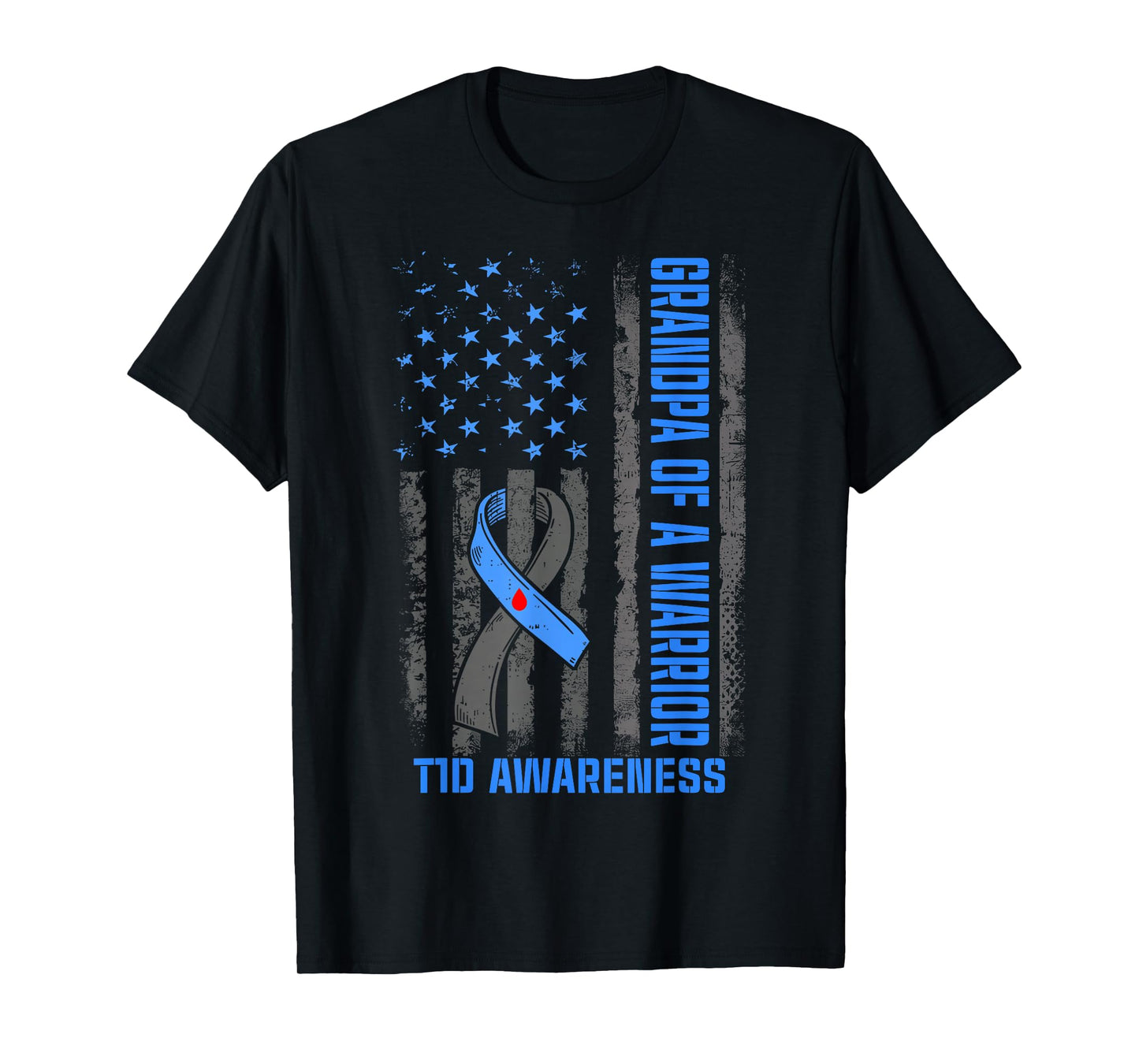 Type 1 Diabetes Awareness T1D Grandpa of Warrior Diabetic T-Shirt