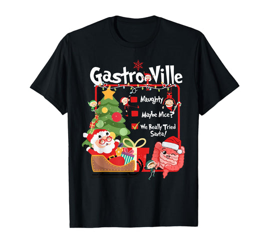 Gastroenterology Christmas List Tech RN GI Endoscopy Nurse T-Shirt