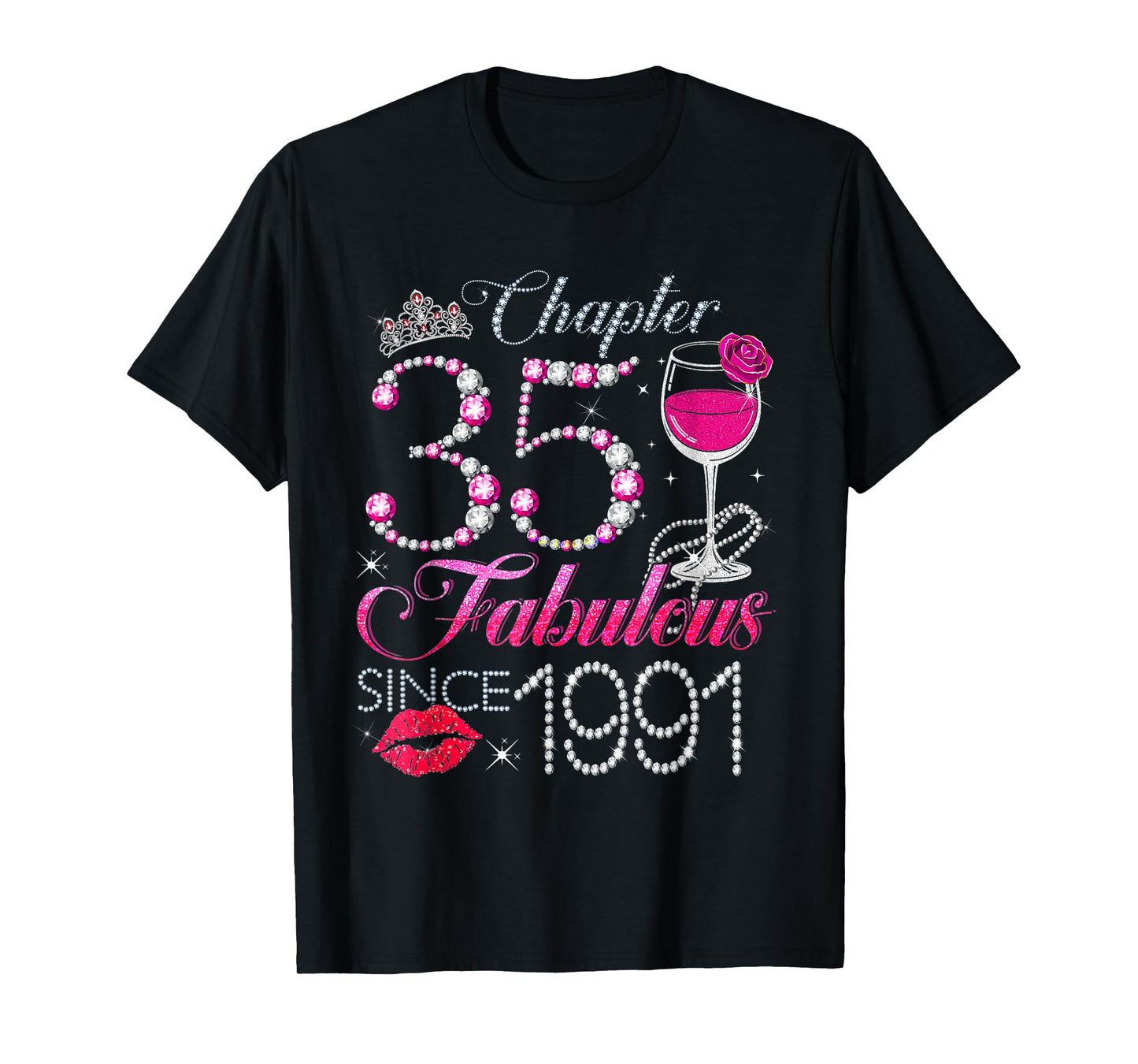 Chapter 35 Fabulous Since 1991 35th Birthday Queen Diamond T-Shirt