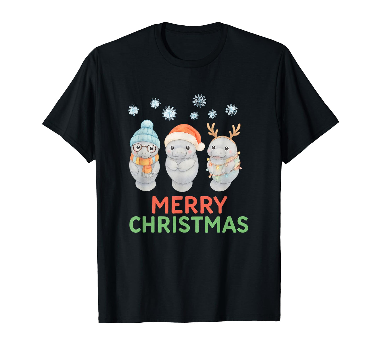 Cute Baby Manatee Santa Reindeer Christmas Manatees Gifts T-Shirt