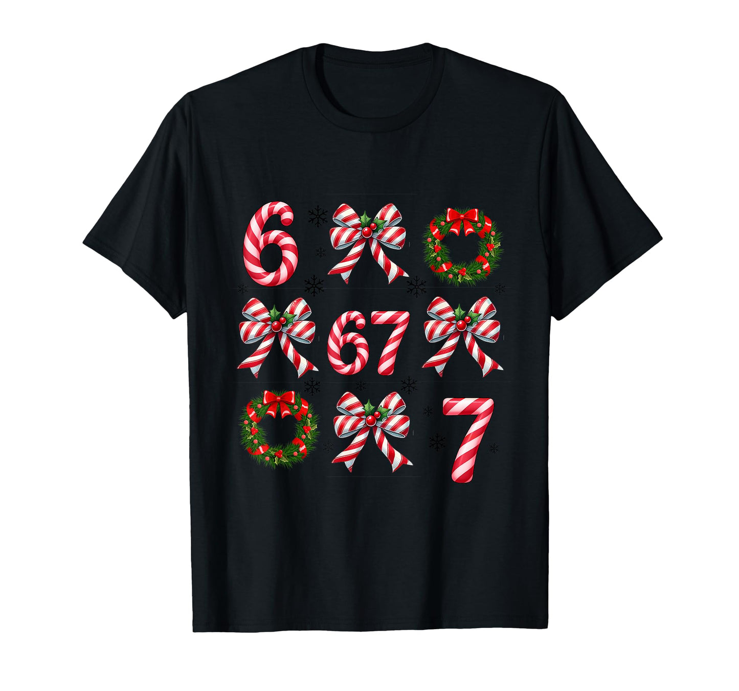 Coquette Bows Candy Cane 67 Meme Slang Christmas Decorations T-Shirt