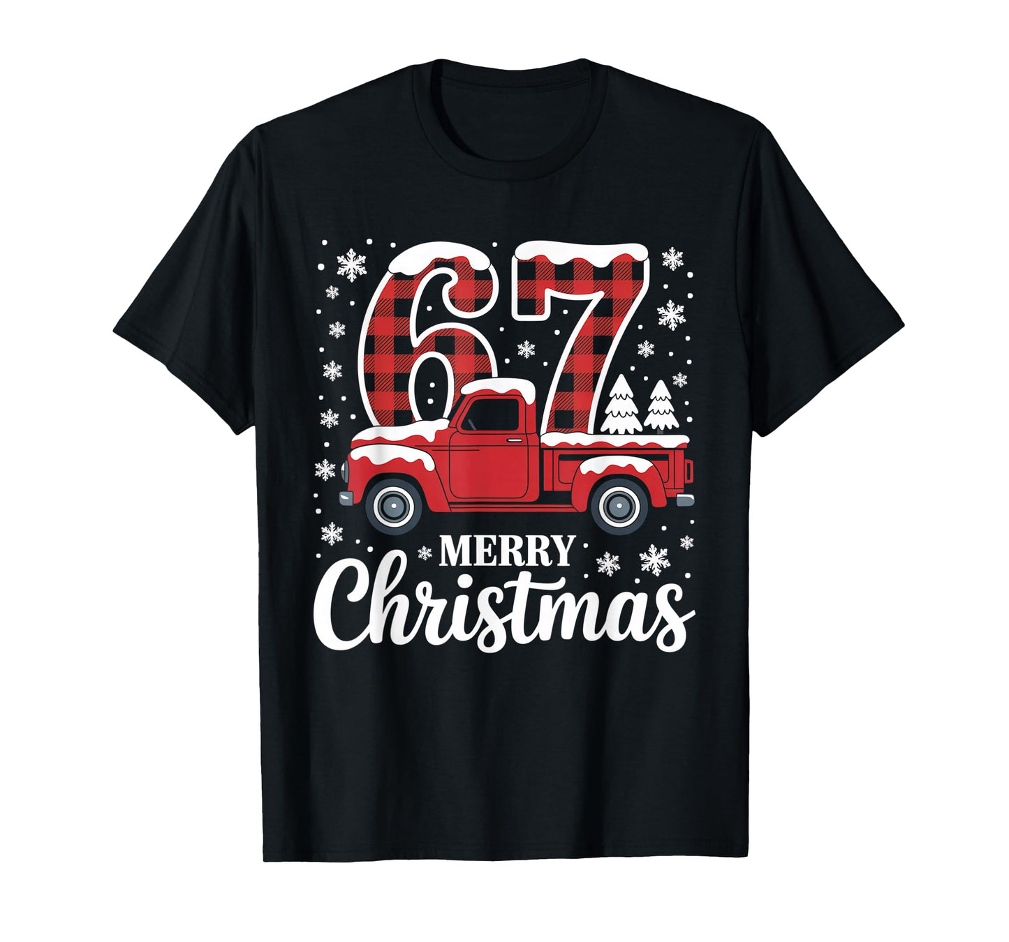 Merry Christmas Red Plaid Truck 67 Christmas T-Shirt
