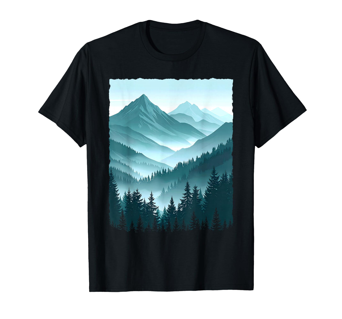 Mountain Forest Tree Nature Graphic Outdoor Hiking Adventure T-Shirt