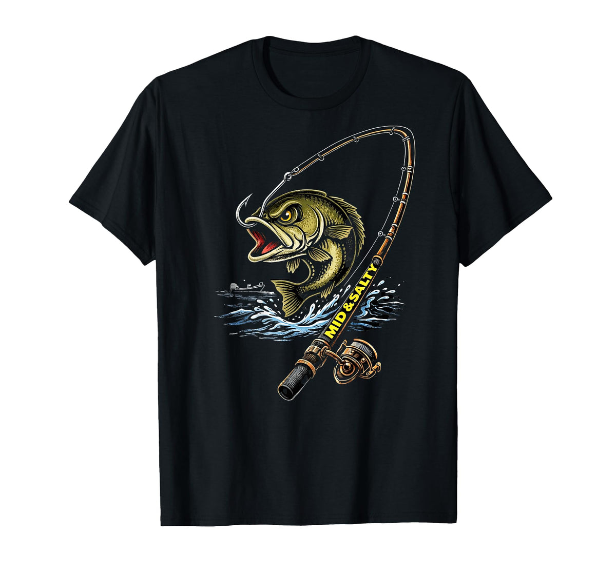 Mid & Salty Angry Bass Fishing Color T-Shirt