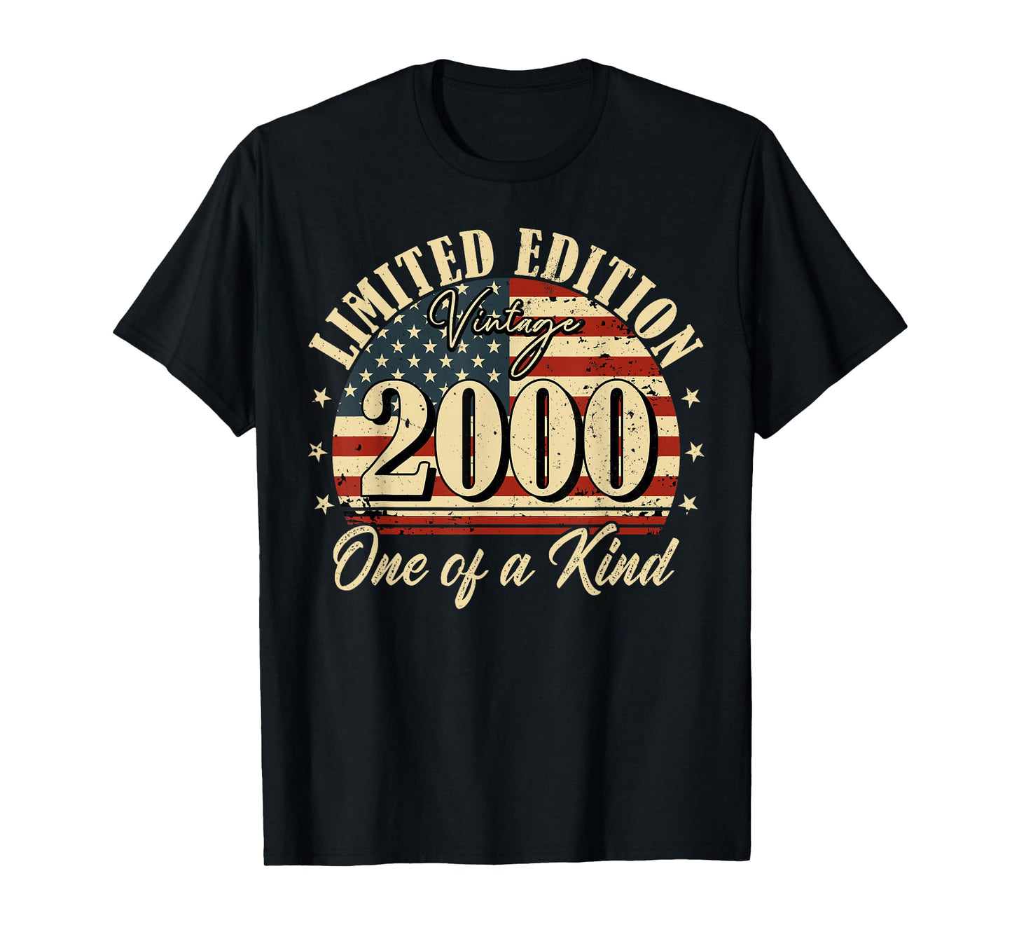 Vintage 2000 Limited Edition 25th Funny Birthday USA Flag T-Shirt