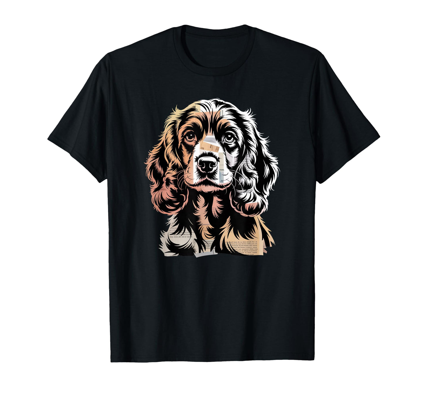 Newspaper Art English Cocker Spaniel T-Shirt