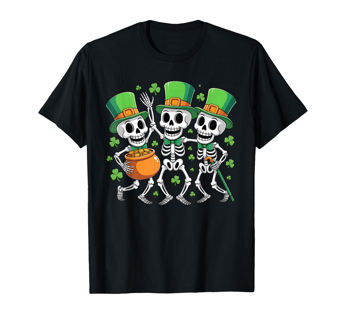 Skeleton Leperchaun Funny Skeleton Dancing St Patricks Day T-Shirt