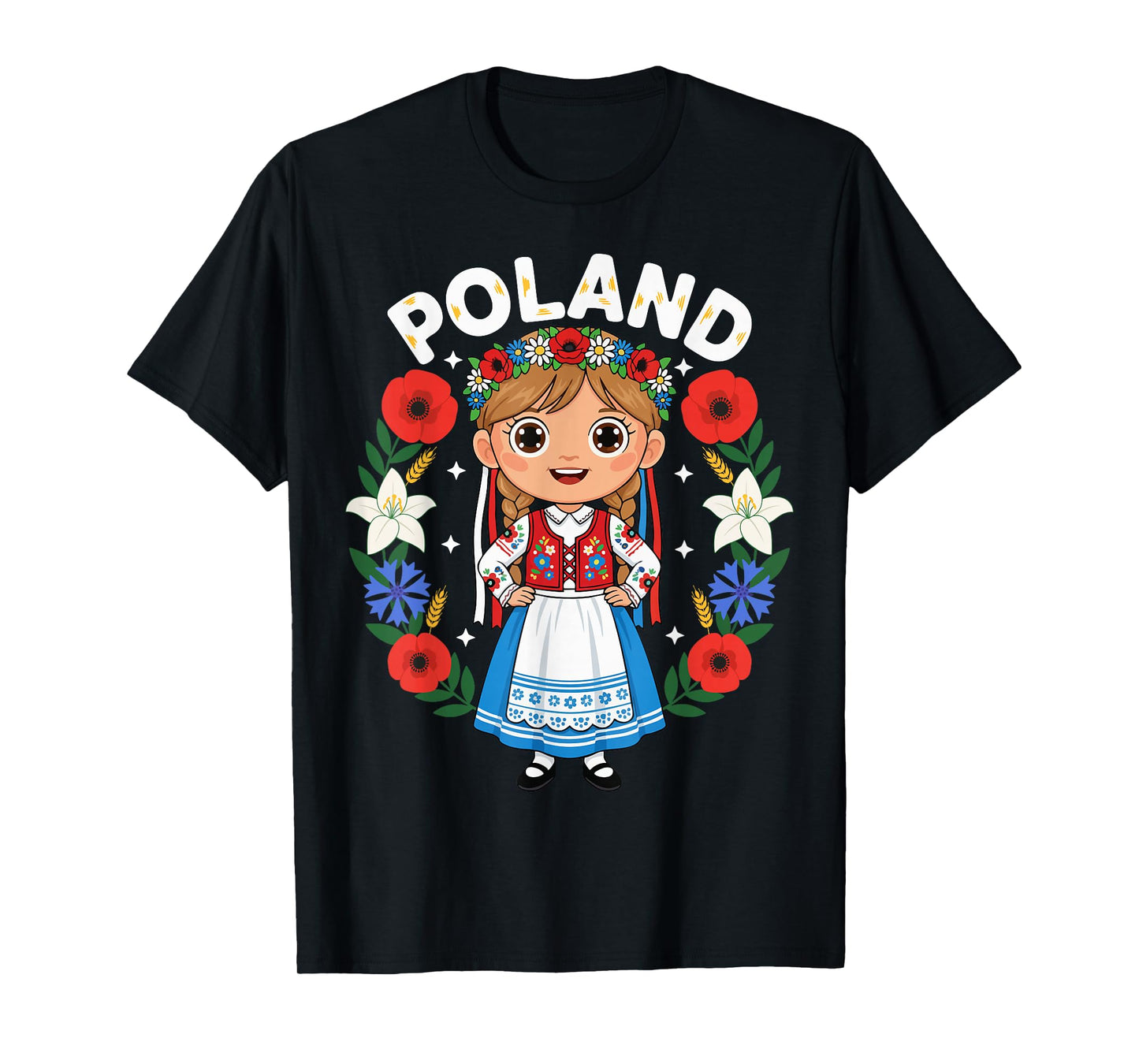 Poland Polish Girl Traditional Dress Flowers Heritage T-Shirt