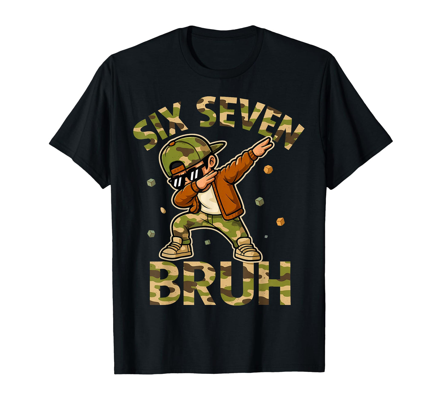 Six Seven Bruh 67 Meme 6 7 Dabbing Boys Camo Hunter Kid Teen T-Shirt