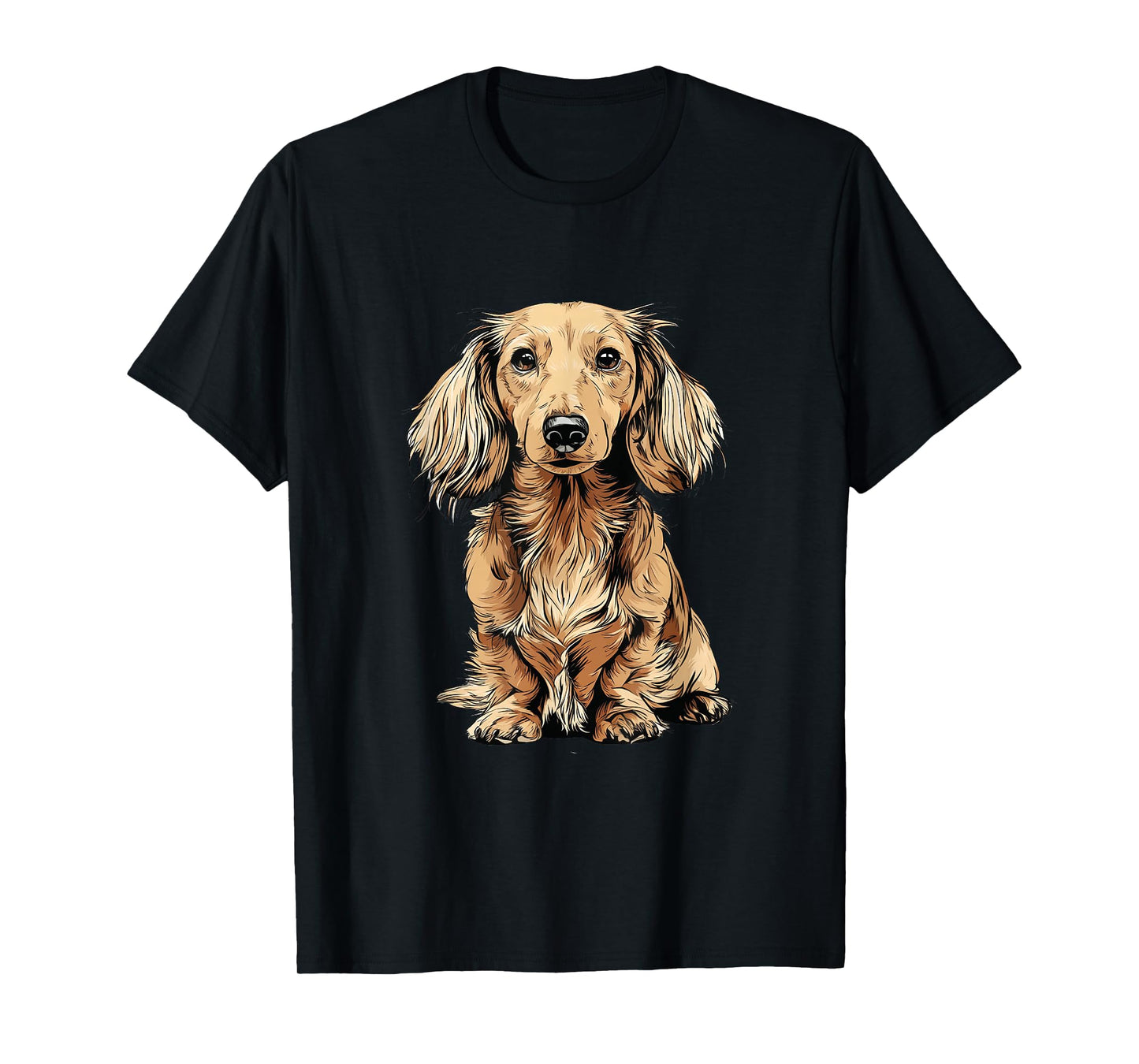 Blonde Long Hair Dachshund Dog Illustration T-Shirt