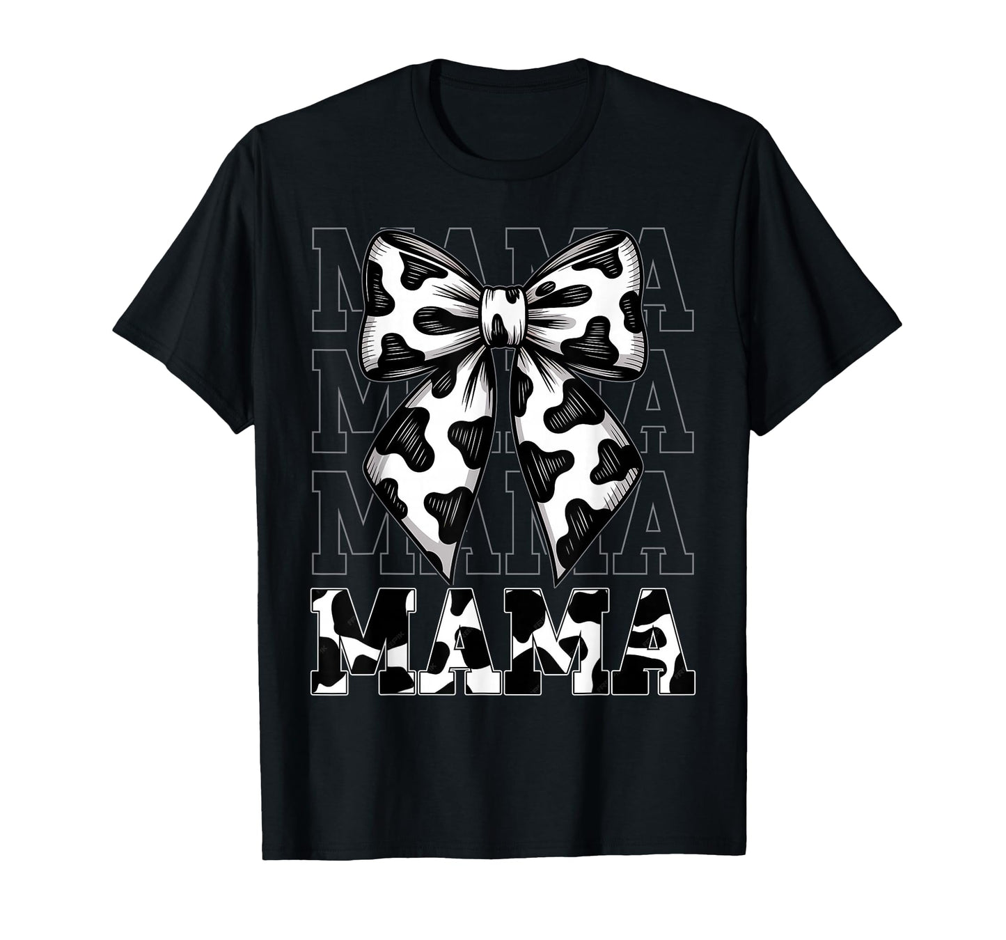 Mama Cow Print Coquette Bow Mother's Day Western Mom Women T-Shirt