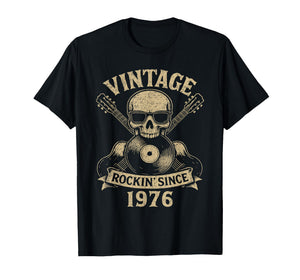 50th Birthday Rockin’ Since 1976 Vintage Rock Music Birthday T-Shirt