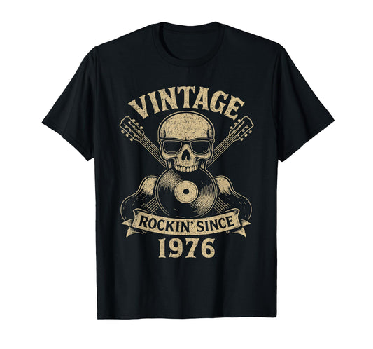 50th Birthday Rockin’ Since 1976 Vintage Rock Music Birthday T-Shirt