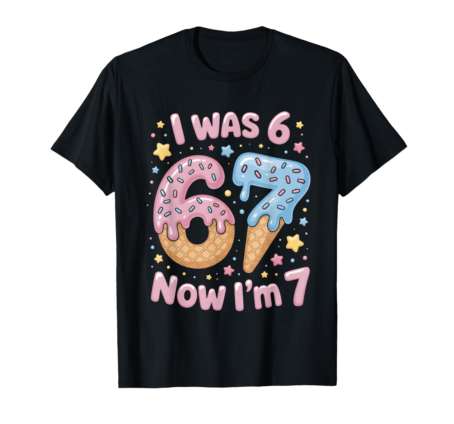 I was 6 Now I'm 7 Ice Cream 7th Birthday Celebration T-Shirt