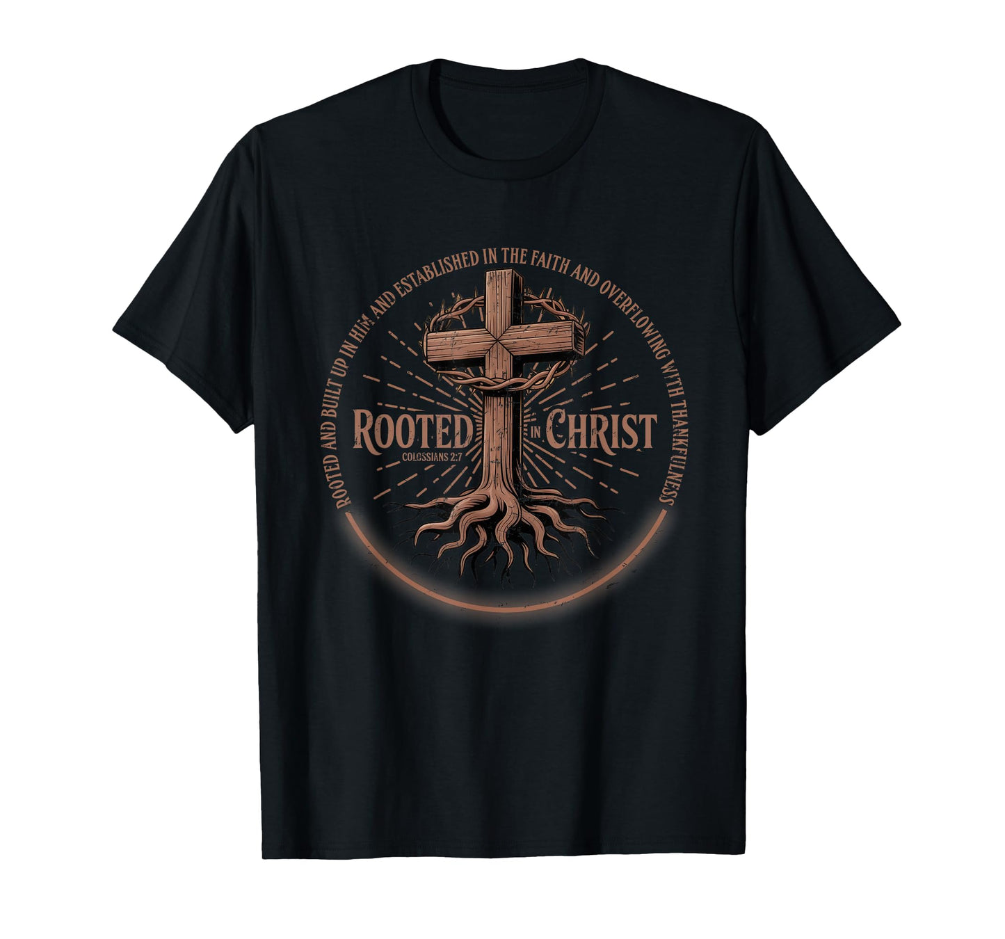 Rooted in Christ Tee, Jesus Tee, Vintage Cross Christian T-Shirt