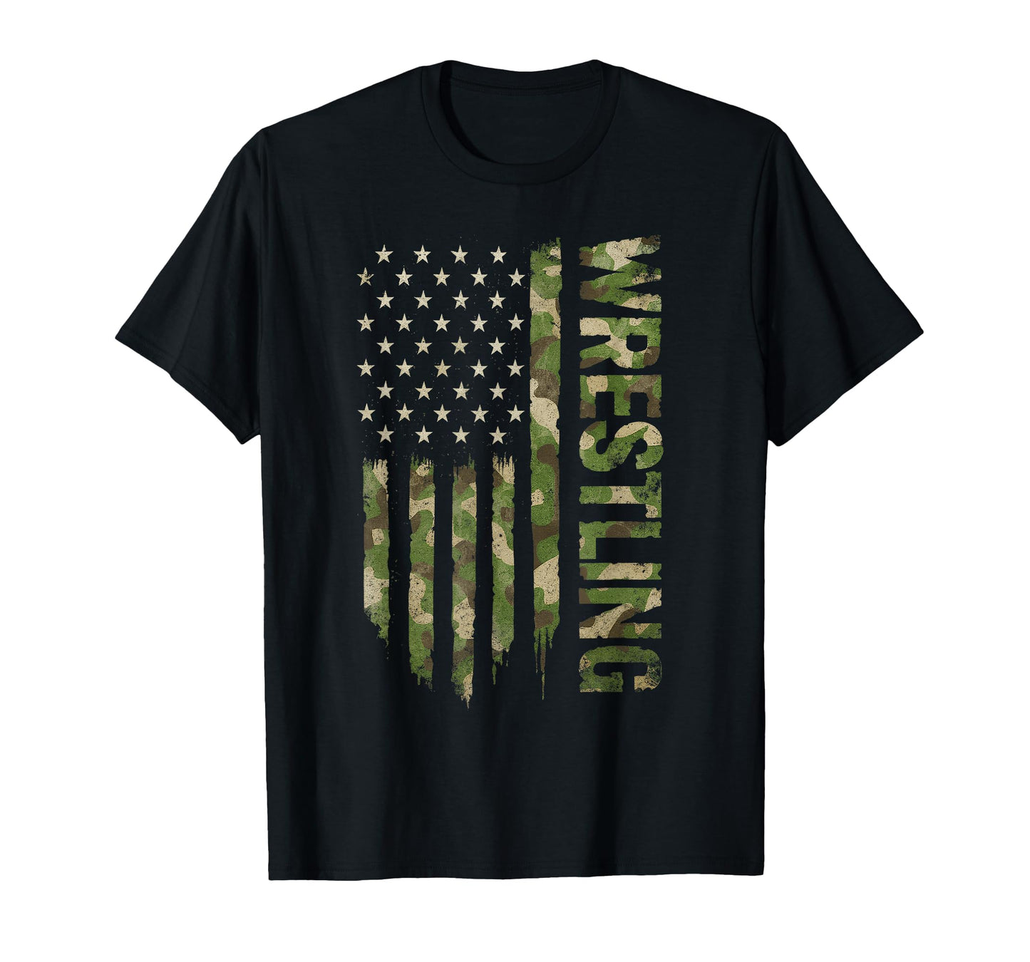 Wrestling American Flag Camo USA Patriotic Wrestler Men Boys T-Shirt