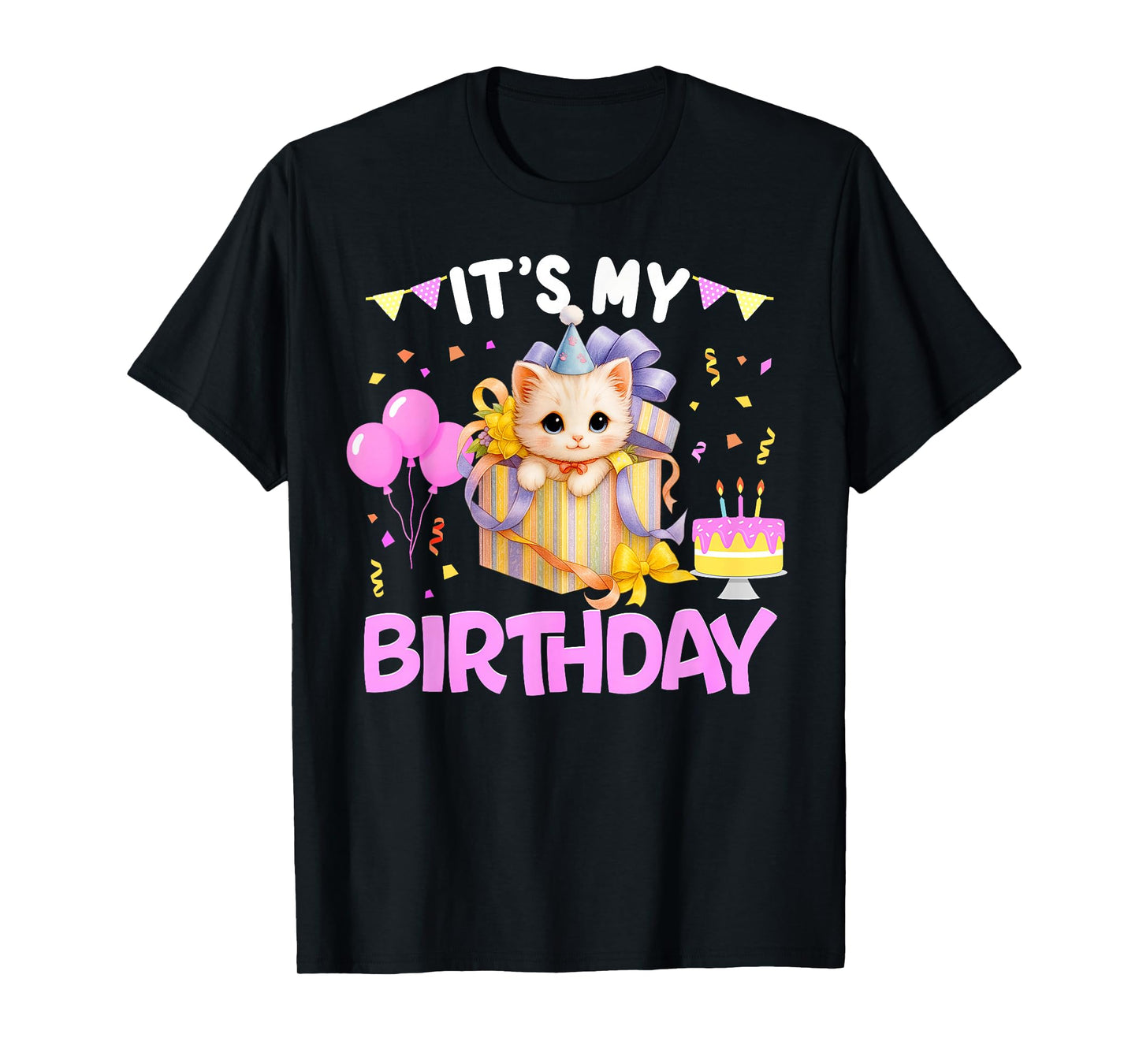 It's My Birthday Cat Lover Cute Girl Bday Family Party T-Shirt