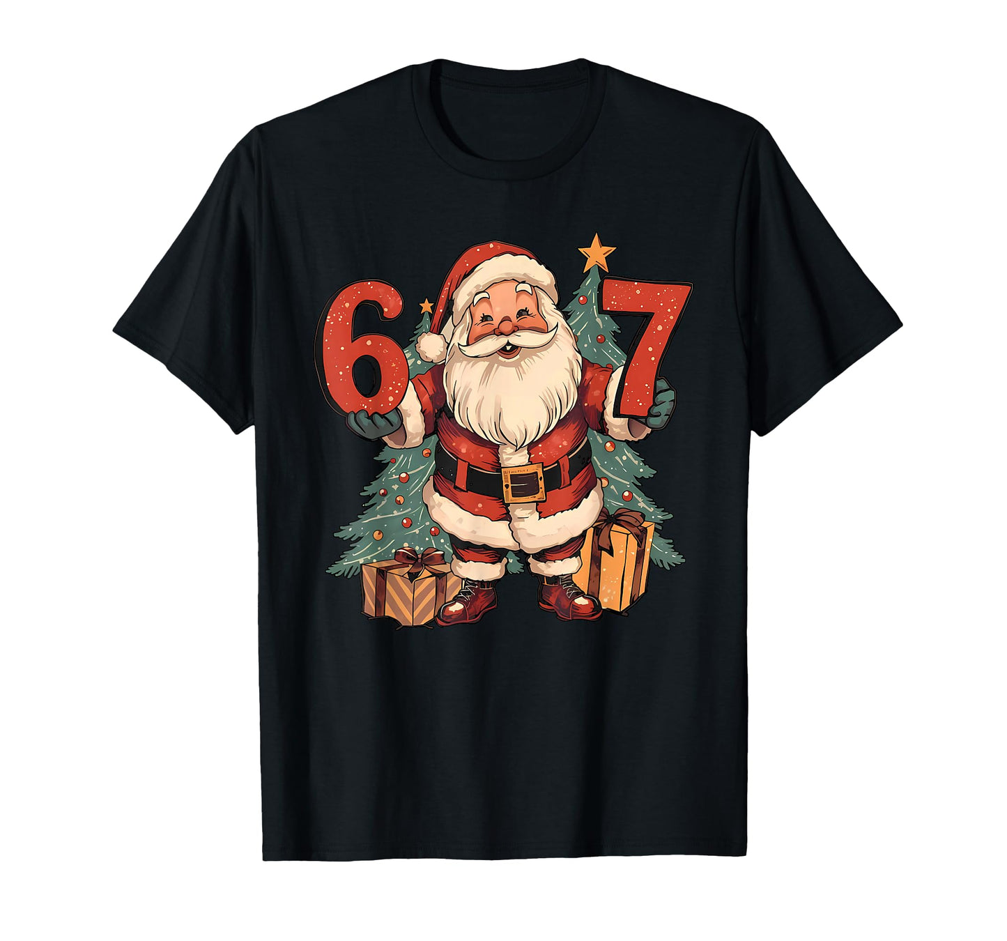 67 Christmas Funny Six Seven Meme Santa Claus Boys T-Shirt