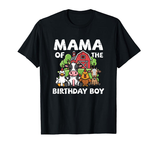 Mama of Birthday Boy Farm Animals Family Matching Mom Women T-Shirt