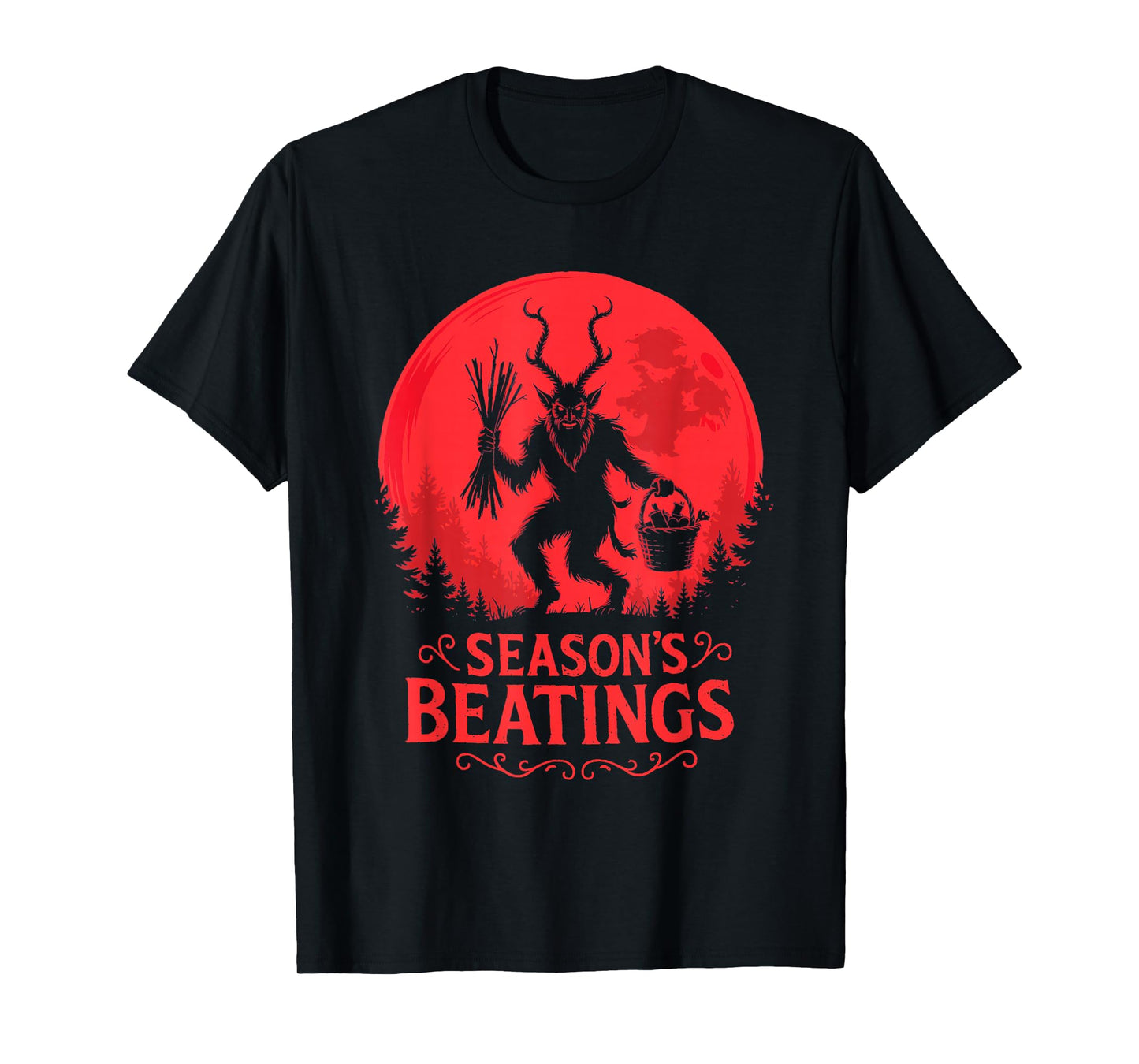 Krampus Santa Season’s Beatings Gothic Christmas Horror T-Shirt