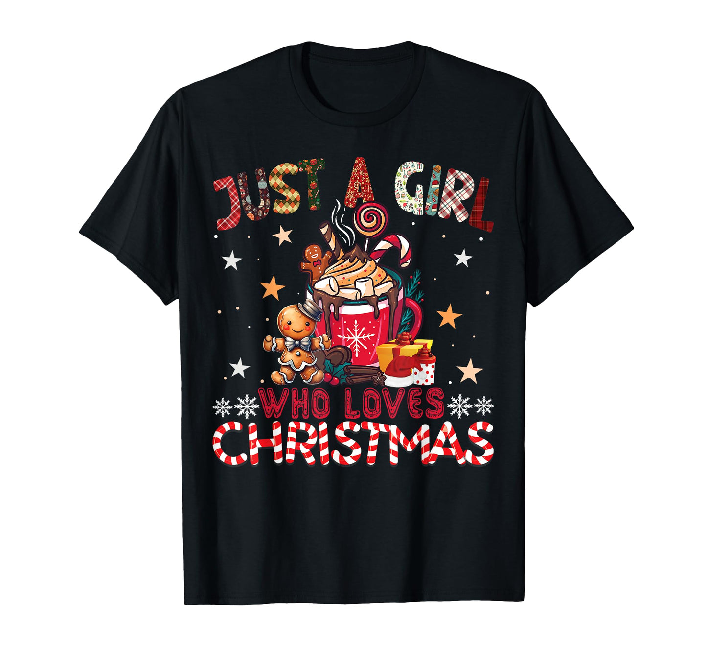 Just A Girl Who Loves Christmas Hot Cocoa Bar Xmas T-Shirt