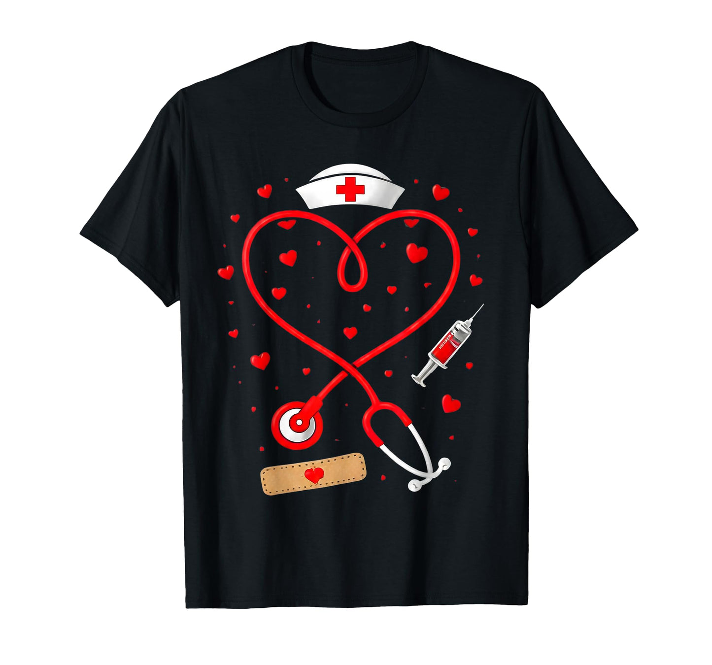Cute Stethoscope Heart Design for Nurse Valentine Days Nurse T-Shirt