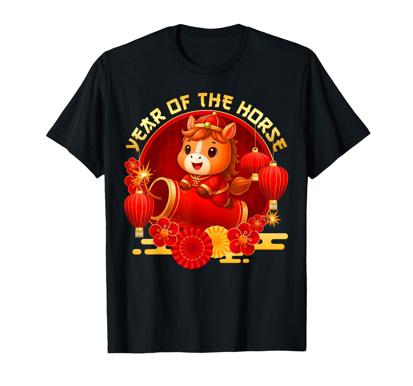 Year of The Horse Firecracker 2026 Chinese New Year Kid T-Shirt