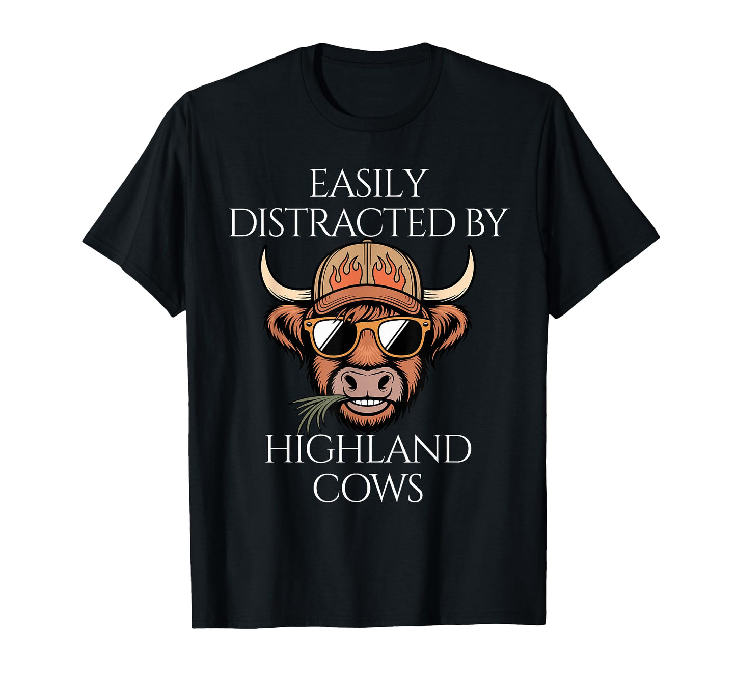 Easily Distracted by Highland Cows Cute Cattle Lover Farmers T-Shirt