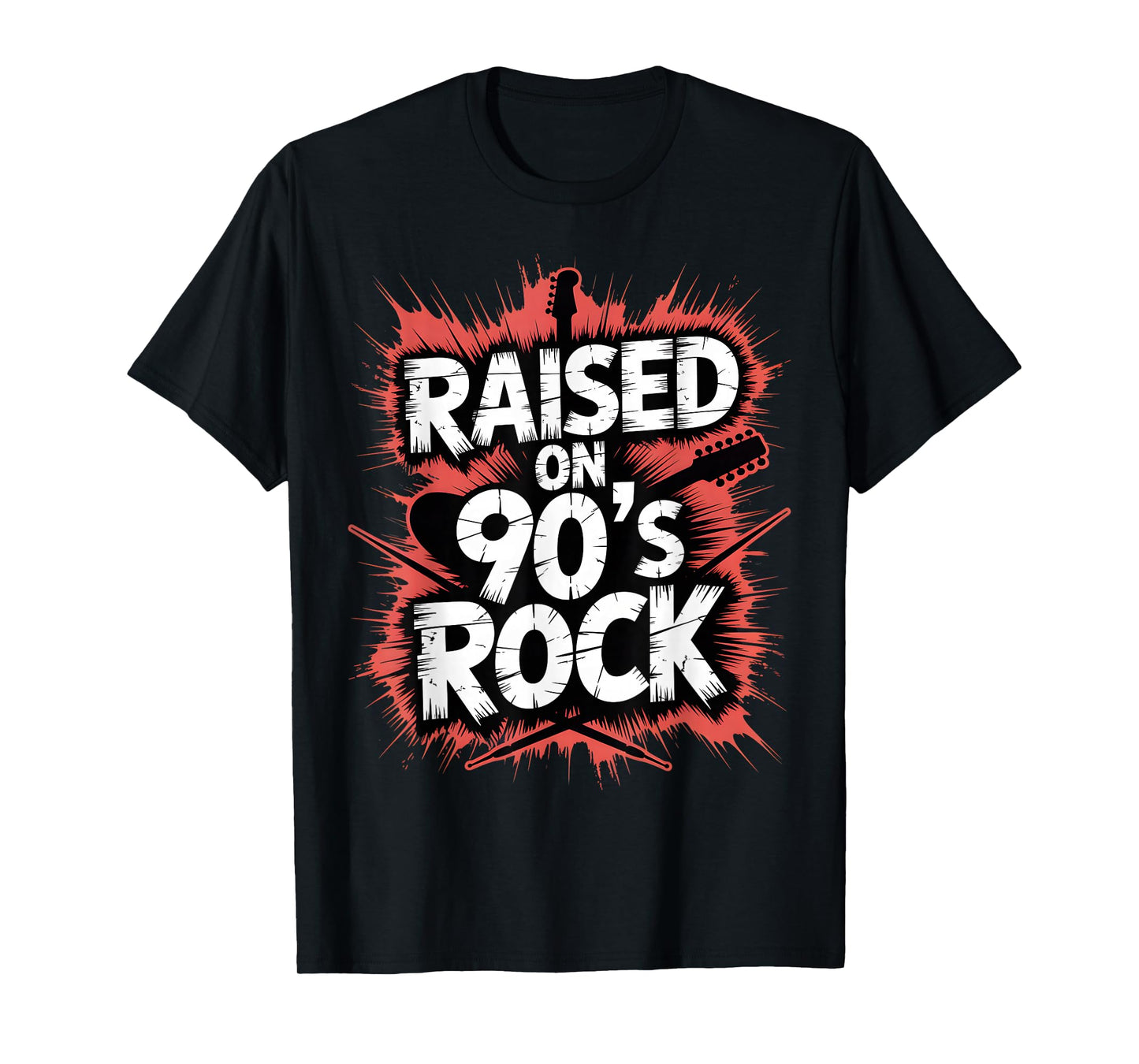 Raised On 90s Rock Retro Rocker Grunge Music Splatter T-Shirt