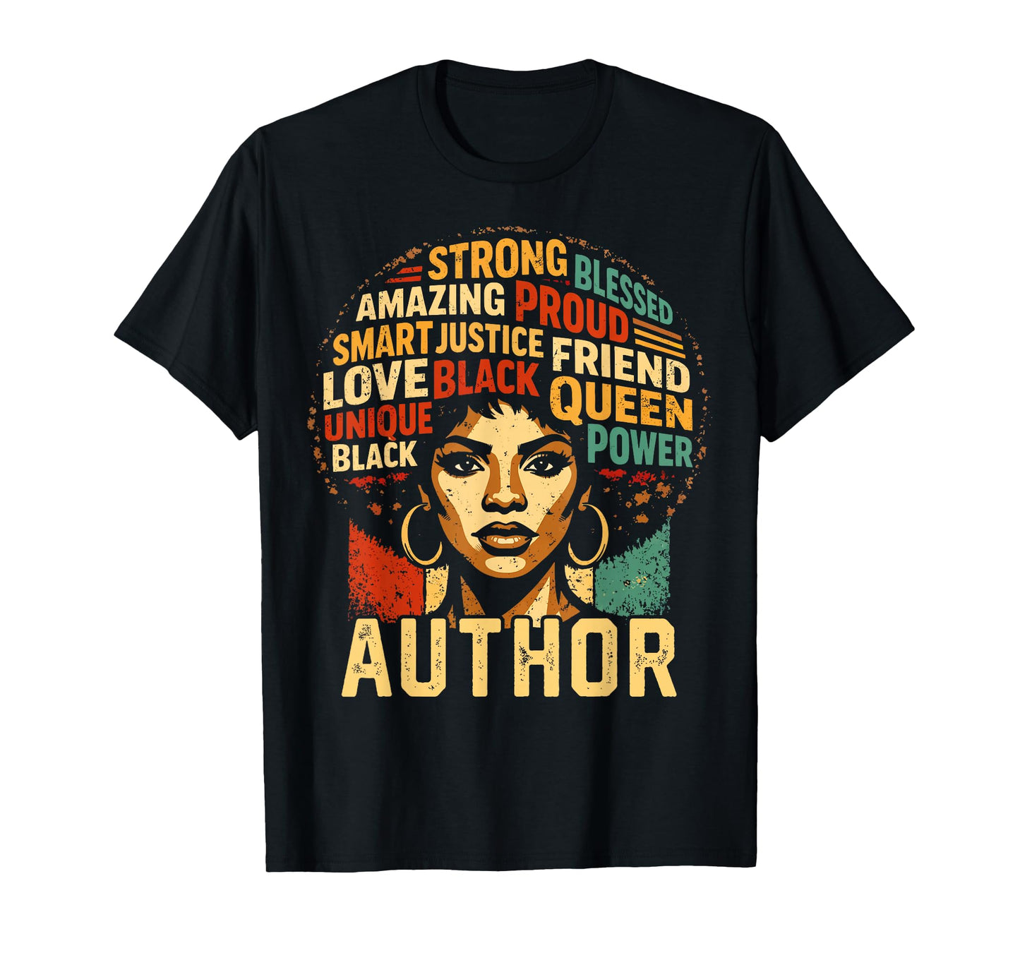 Author Black History Month Powerful Black Pride Art Design T-Shirt