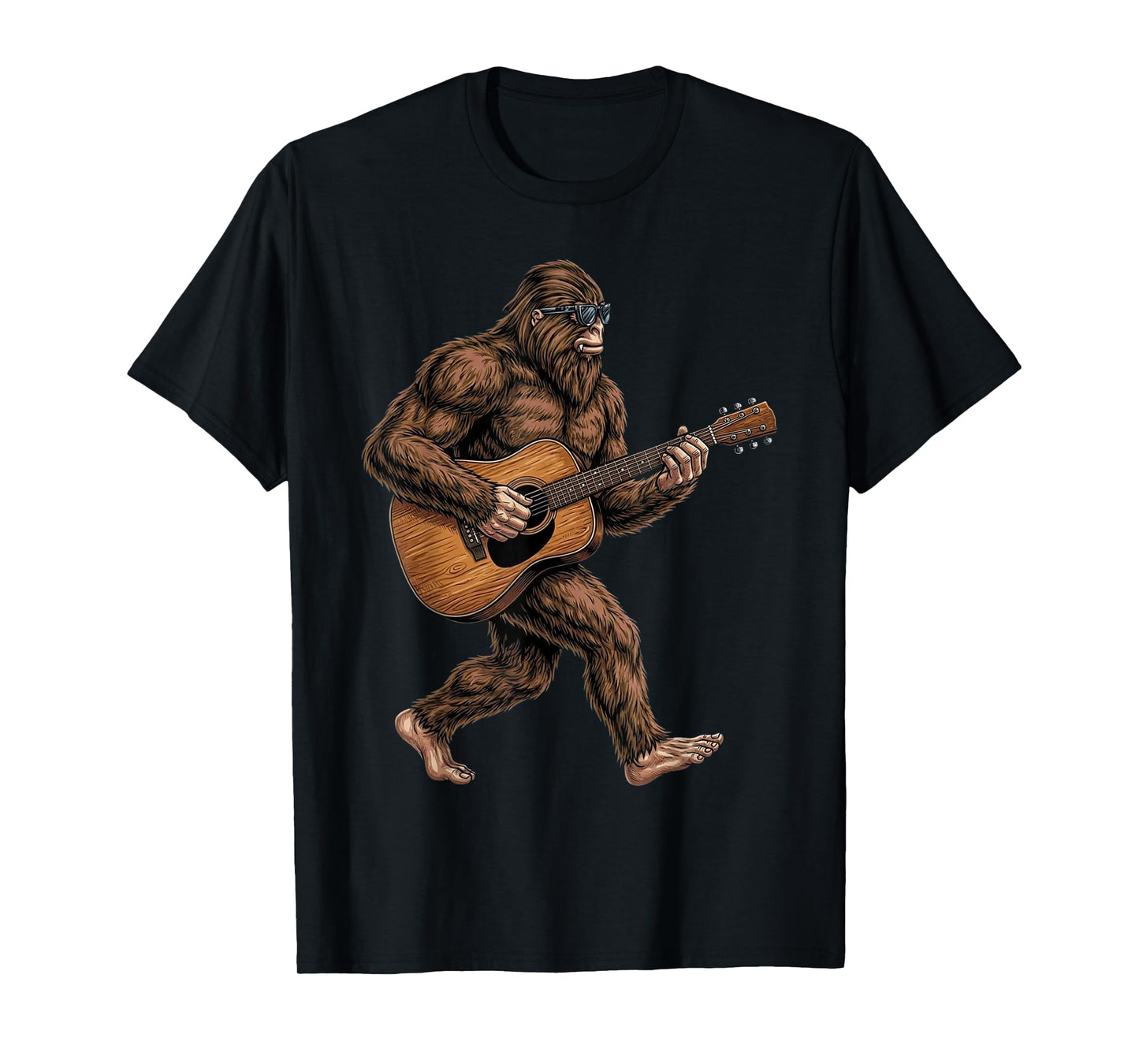 Bigfoot Playing Guitar Graphic Funny Sasquatch Big Foot T-Shirt