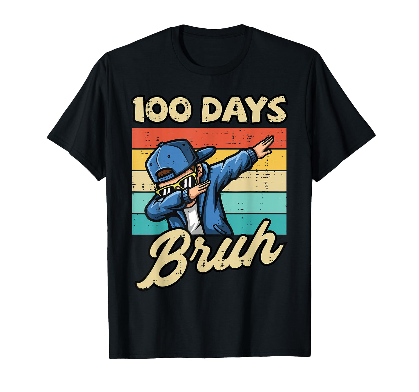 100 Days of School Bruh Boy Dab Retro 100th Day Boys Kids T-Shirt