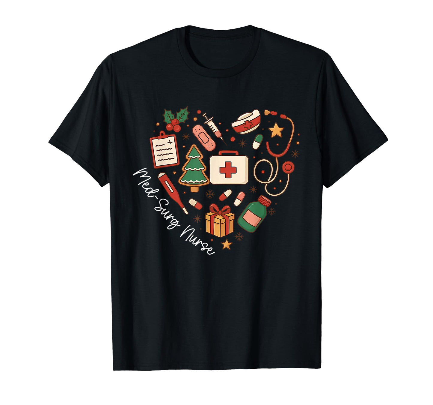 Christmas Med Surg Nurse Cute Heart Nursing Medical Surgical T-Shirt