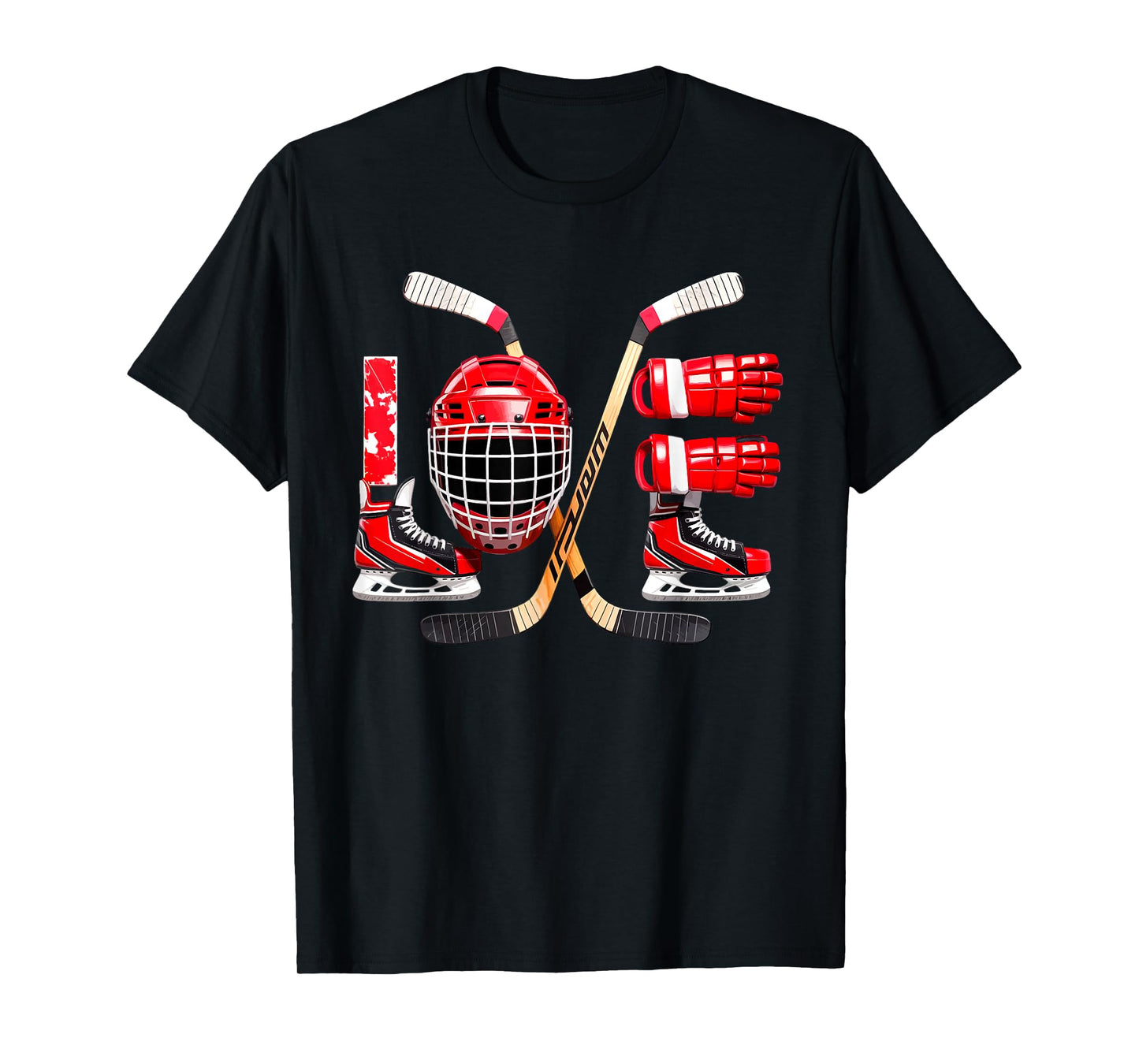 Valentines Day Love Ice Hockey Items Men Boys Kids Teens T-Shirt