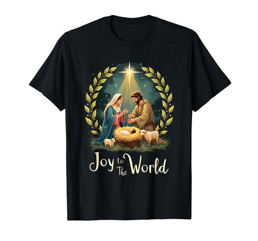 Christmas Nativity Christian Birth of Jesus Joy to The World T-Shirt