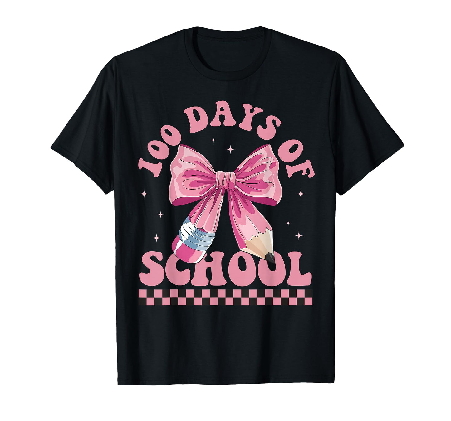 Happy 100 Days of School Pink Bow Teacher Kids T-Shirt