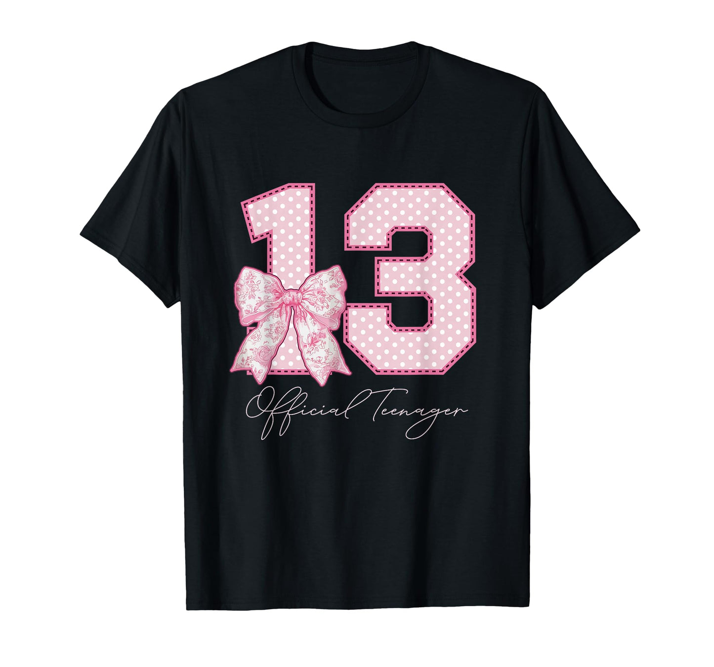 13th Birthday Shirt Girls Coquette Bow 13 Year Old Teenager T-Shirt