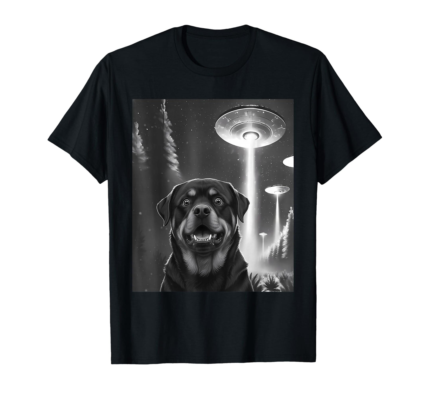 Funny Rottweiler Alien UFO Taking a Selfie Animal Lover T-Shirt