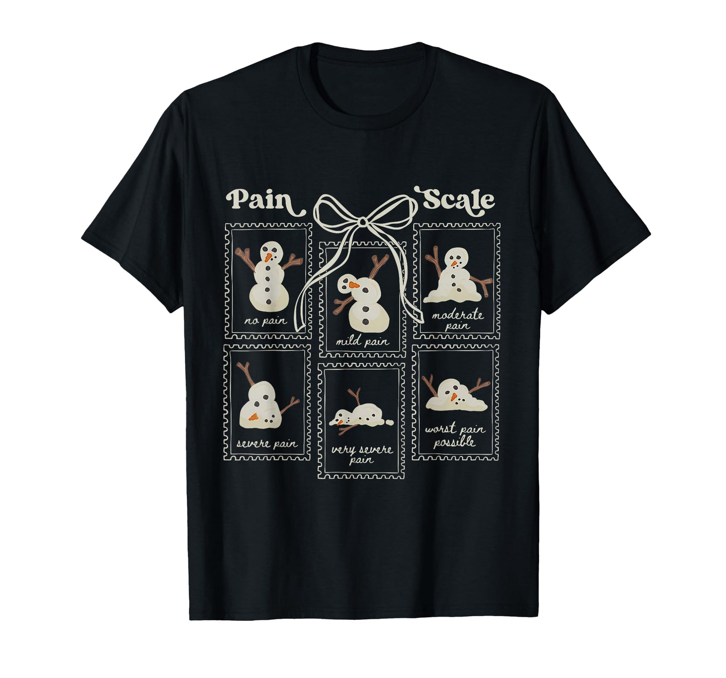 Preppy Coquette Pain Scale Stamps Snowmen Trauma ER Nurses T-Shirt